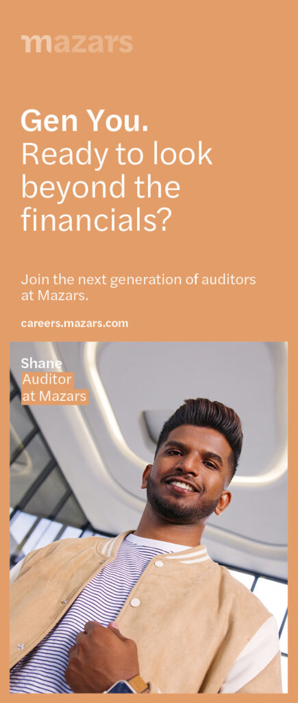 mazars gen you campaign pull up banner application agent orange design