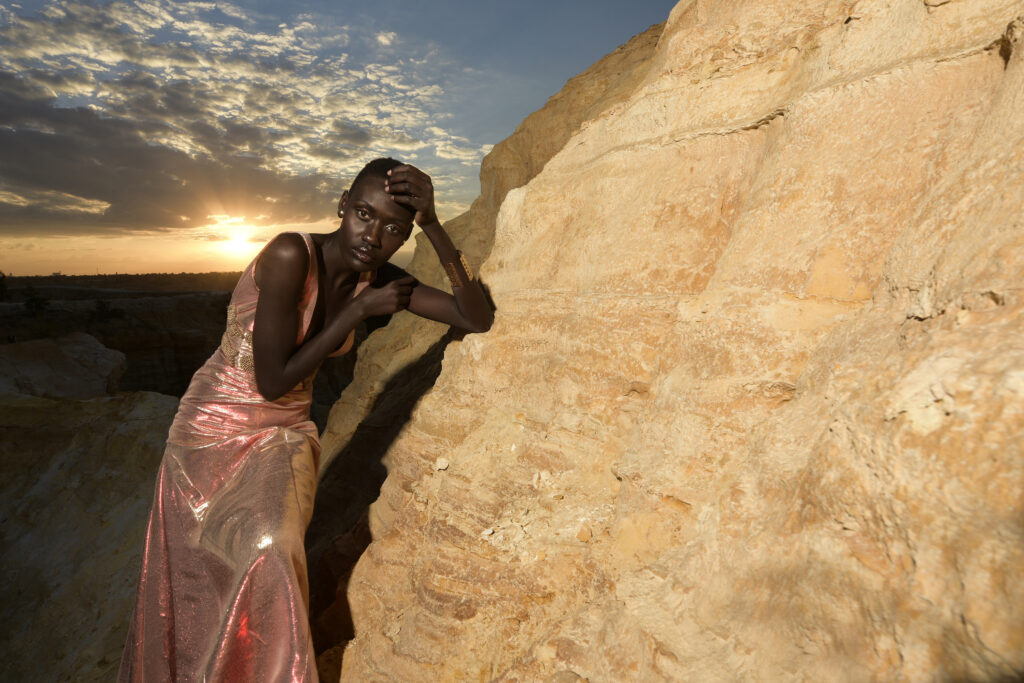 anyon asola brandon barnard photographer south african photography david tlale dress sunset