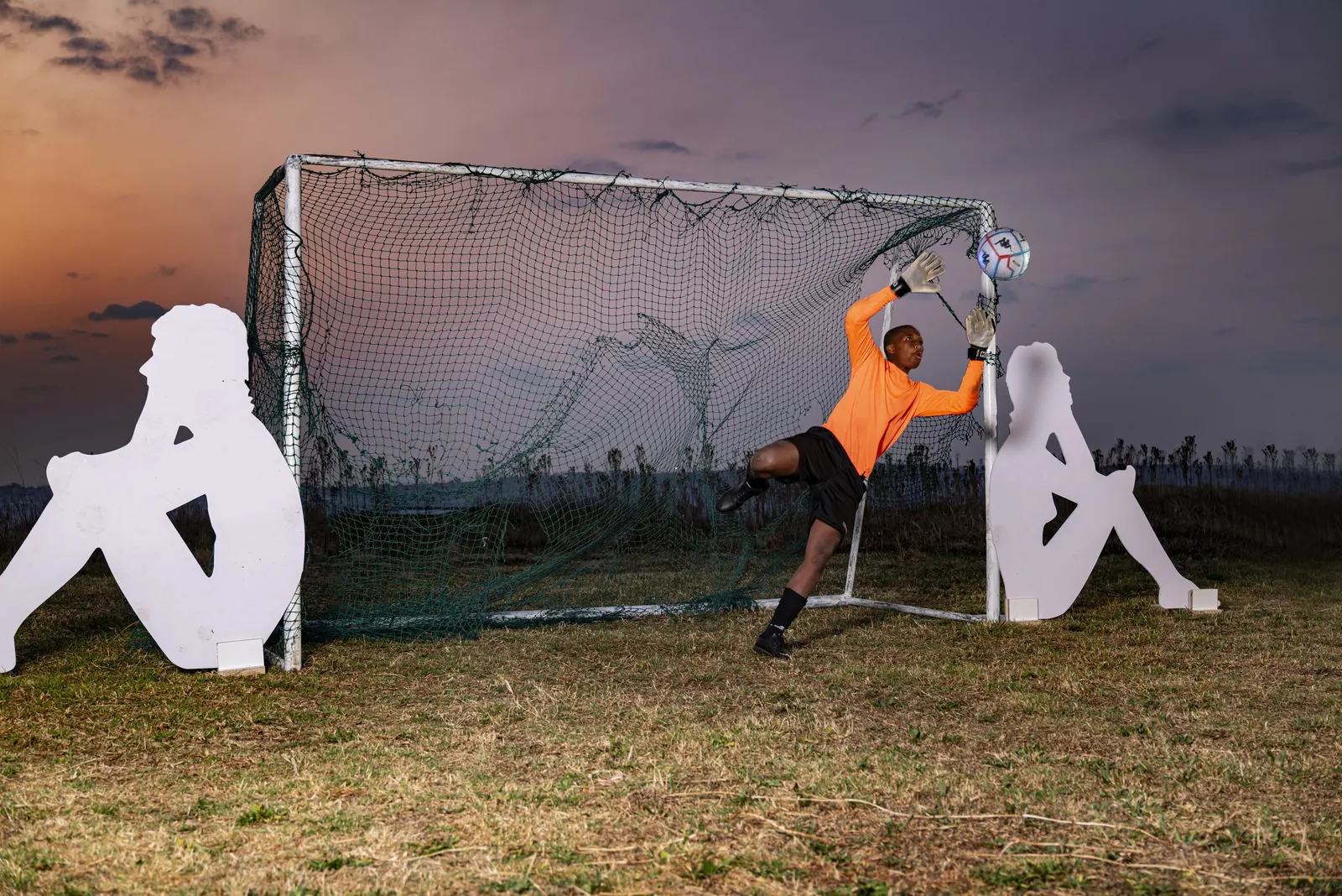 Goalkeeper diving save, Kappa grassroots football campaign photography