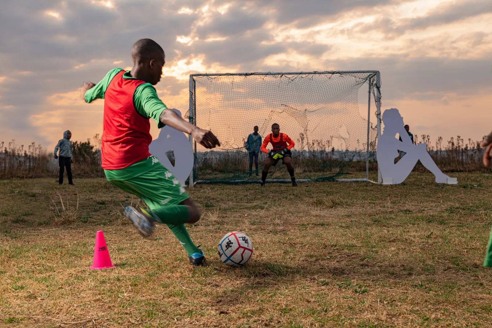 Penalty kick at sunset, Kappa football campaign photography