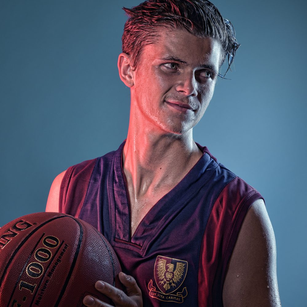 Basketball player portrait photography, front
