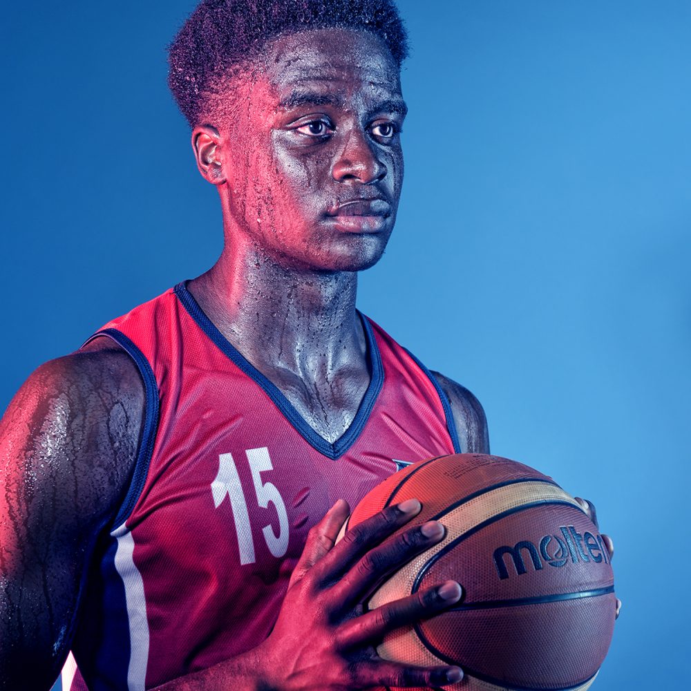 Basketball player portrait photography, side